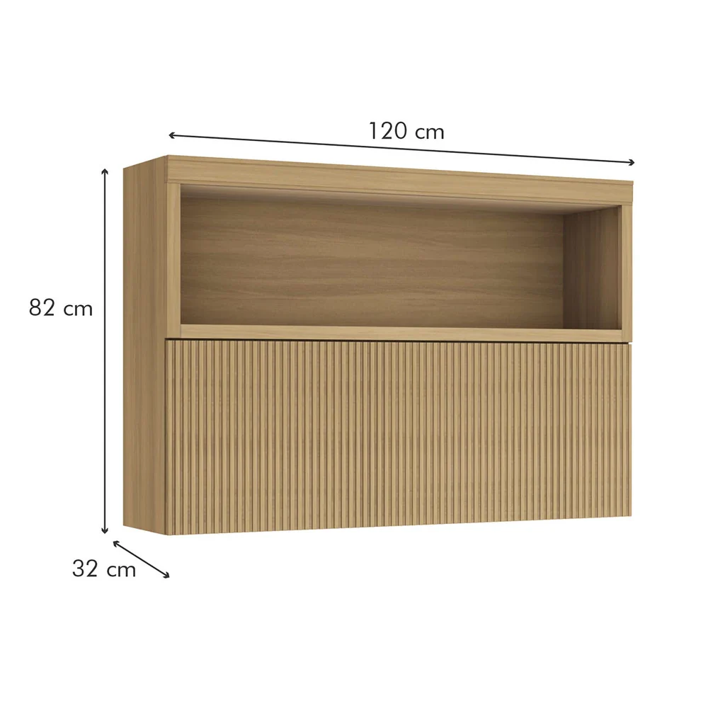 Armario Aereo 1 Porta Basculante Ripado 120 CM MDF Marquesa Nesher - Image 4