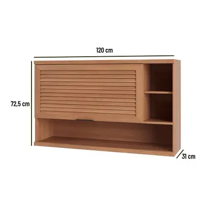 Armário Aéreo Macadamia 1 Porta 120cm Telasul com Nicho - Image 4