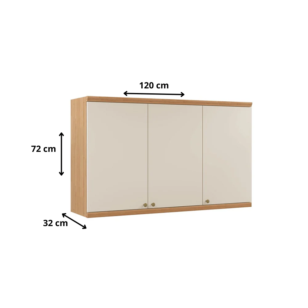 Armário Aéreo 3 Portas 120cm Selene Linea - Image 4