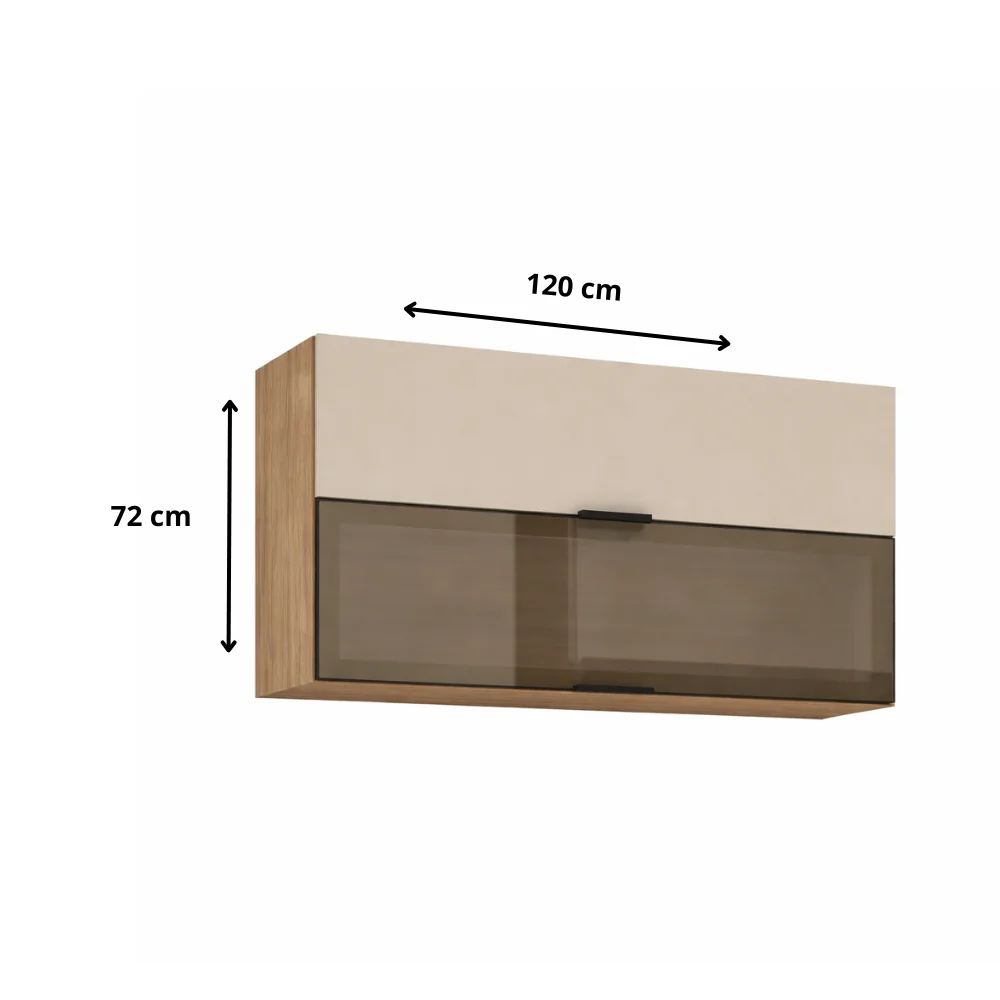 Armário Aéreo  2 Portas Basculantes 1 com Vidro 120 cm Aluminum  Kits Paraná - Image 4