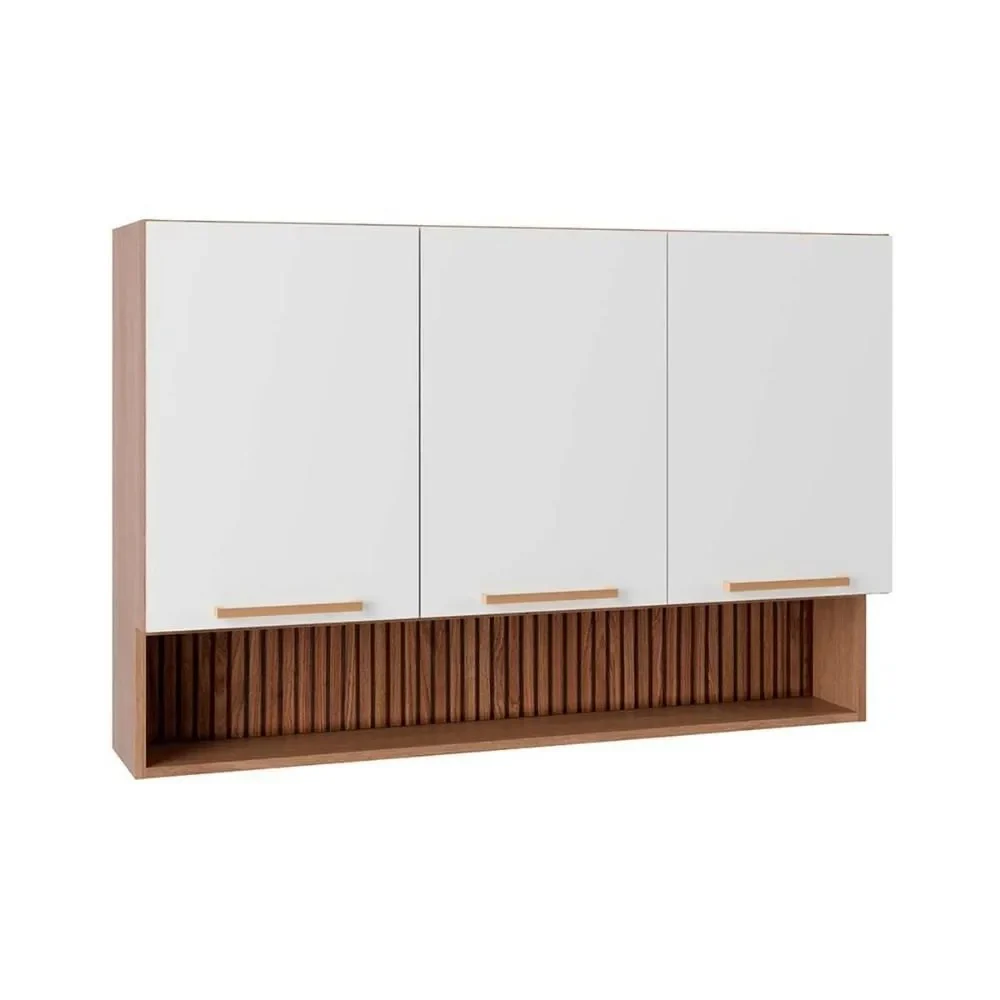 Armário Aéreo Avelã 120cm 3 Portas com Nicho Telasul - Image 2