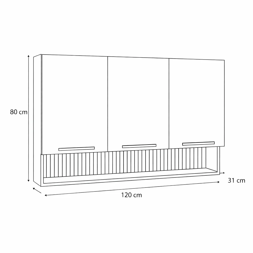 Armário Aéreo Avelã 120cm 3 Portas com Nicho Telasul - Image 6