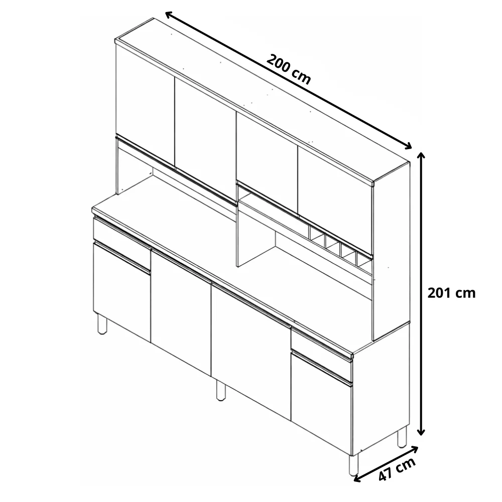 Armário de Cozinha 8 Portas Carbenet Prime Ronipa - Image 8