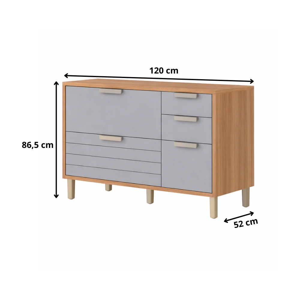 Balcão 1 Porta 4 Gavetas 120cm Eloise MGM - Image 4