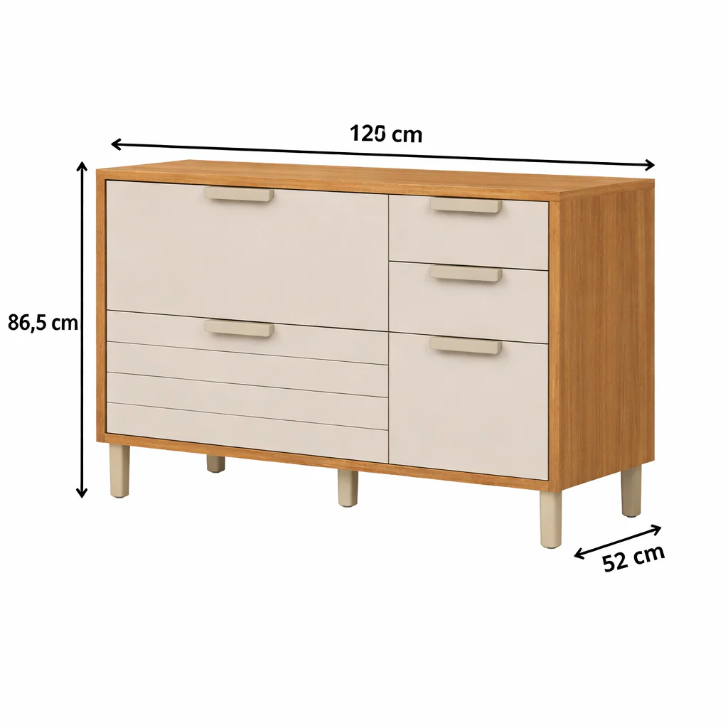 Balcão 1 Porta 4 Gavetas 120cm Eloise MGM - Image 8