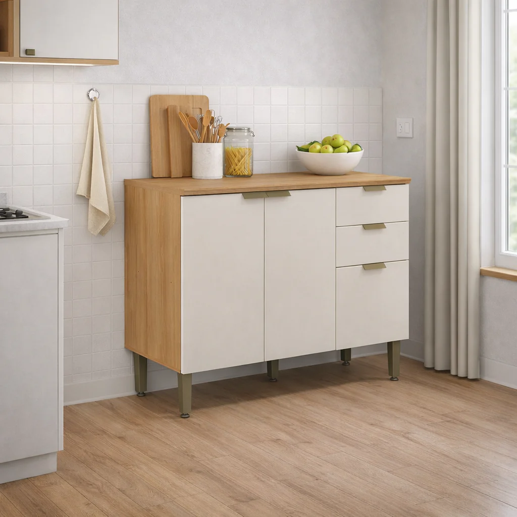 Balcão 120 cm 3 portas e 2 Gavetas Selene Linea