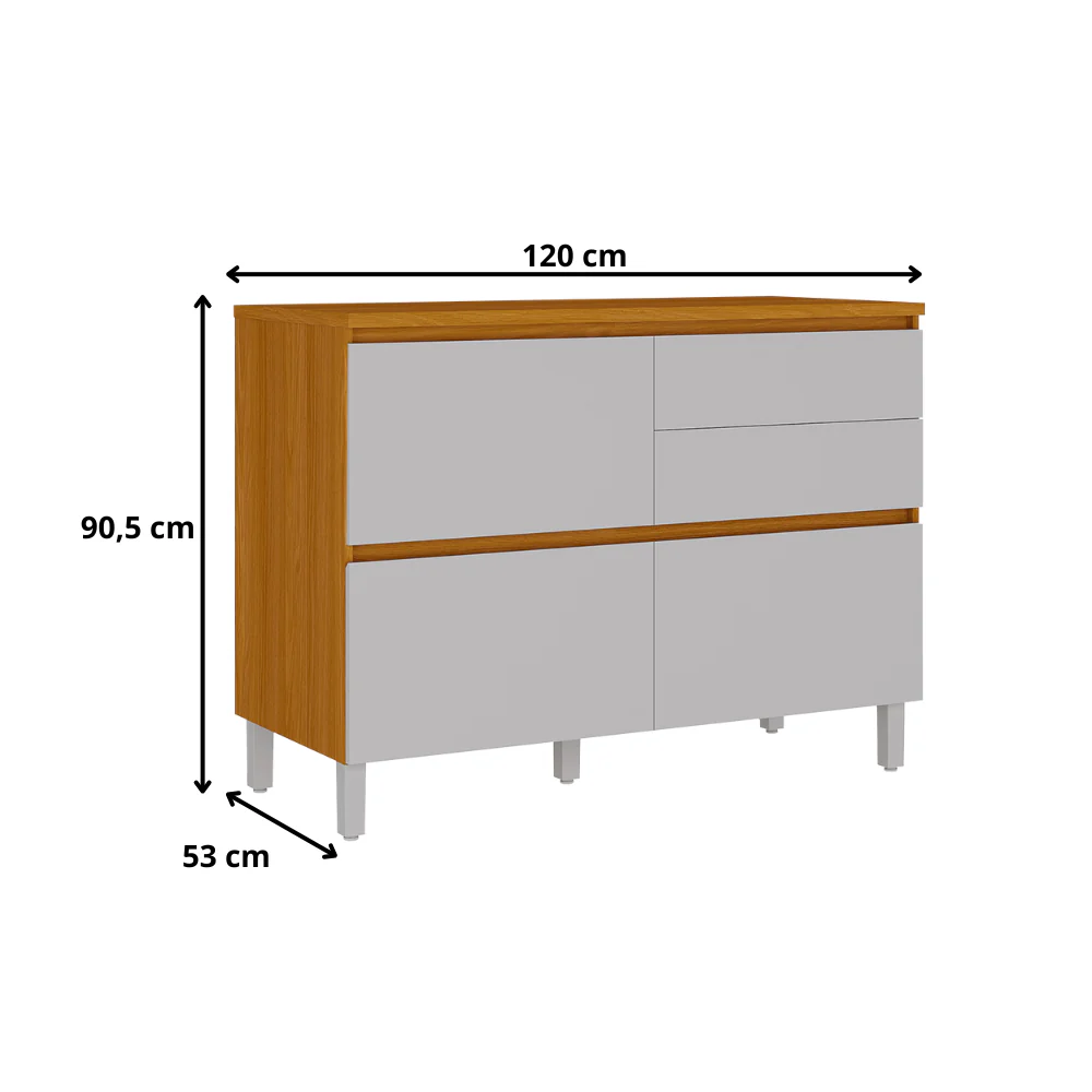 Balcão 120cm 1 Porta 4 Gavetas Com Tampo Lumina Itatiaia - Image 4