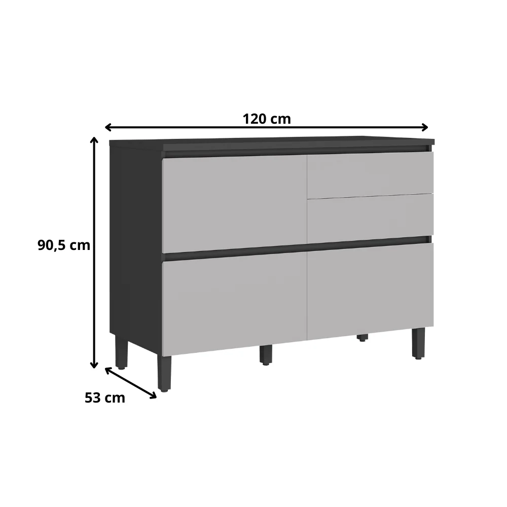Balcão 120cm 1 Porta 4 Gavetas Com Tampo Lumina Itatiaia - Image 8