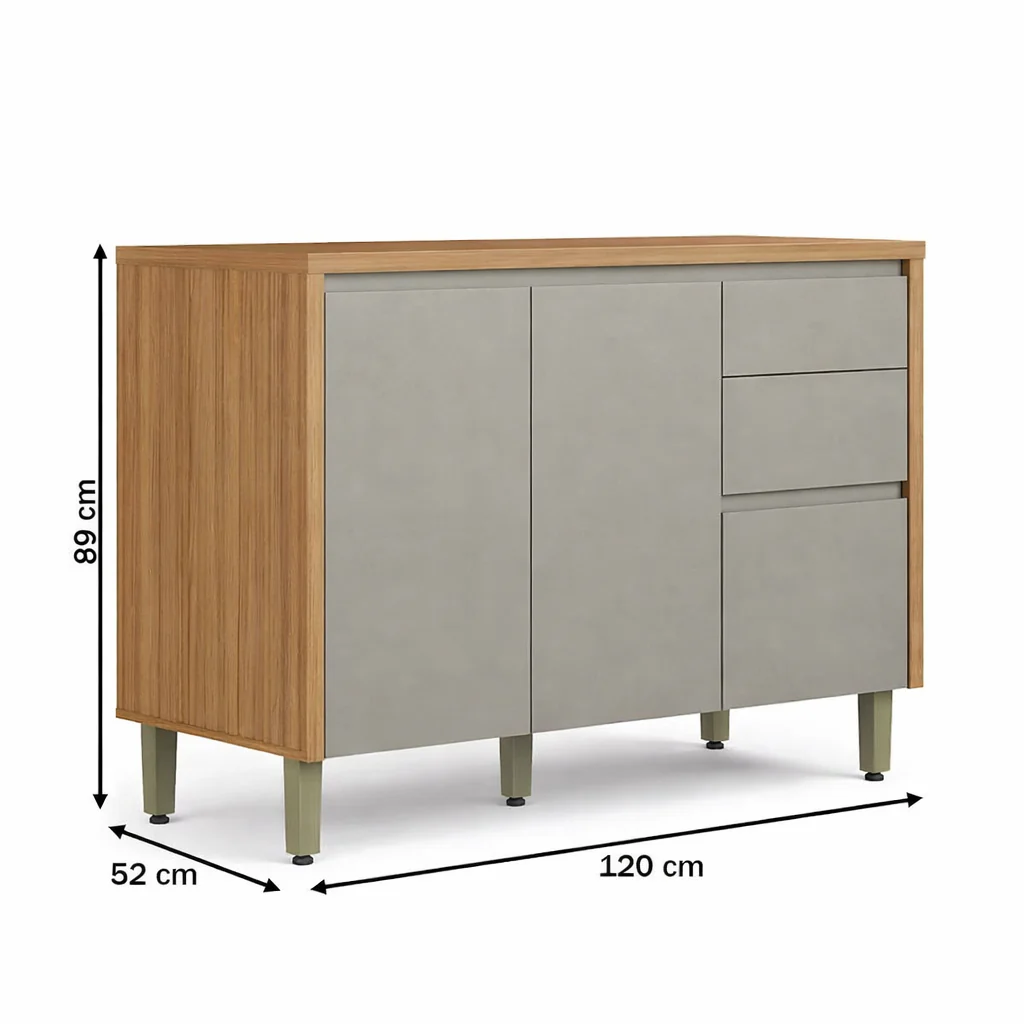 Balcão 2 Portas 3 Gavetas 120cm Allure linea - Image 4
