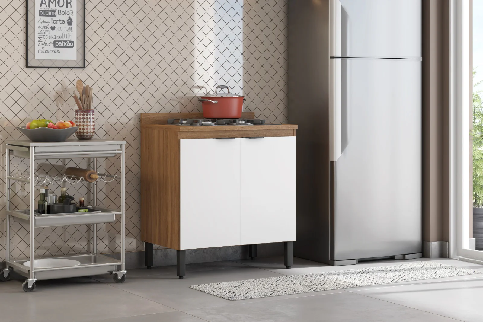 Balcão de Cozinha 2 Portas 80cm  Firenze Demóbile