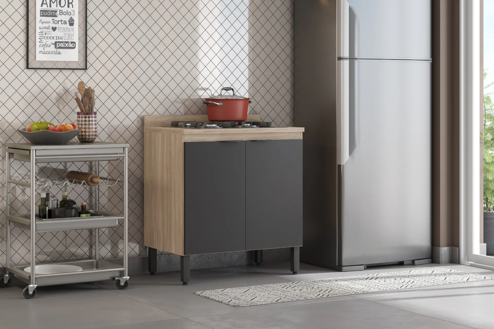 Balcão de Cozinha 2 Portas 80cm  Firenze Demóbile - Image 3