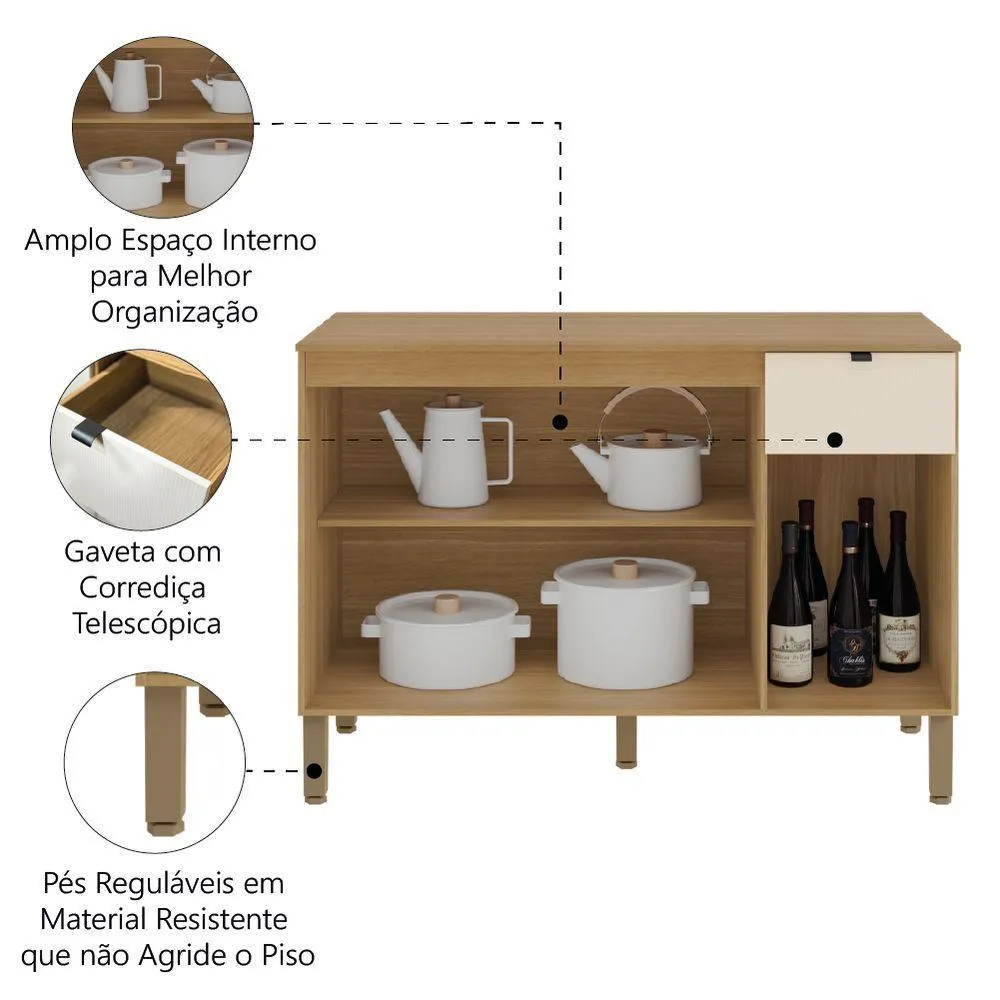 Balcão de Cozinha 3 Portas 1 Gaveta 120cm MDF Vert Plus Kits Paraná - Image 3