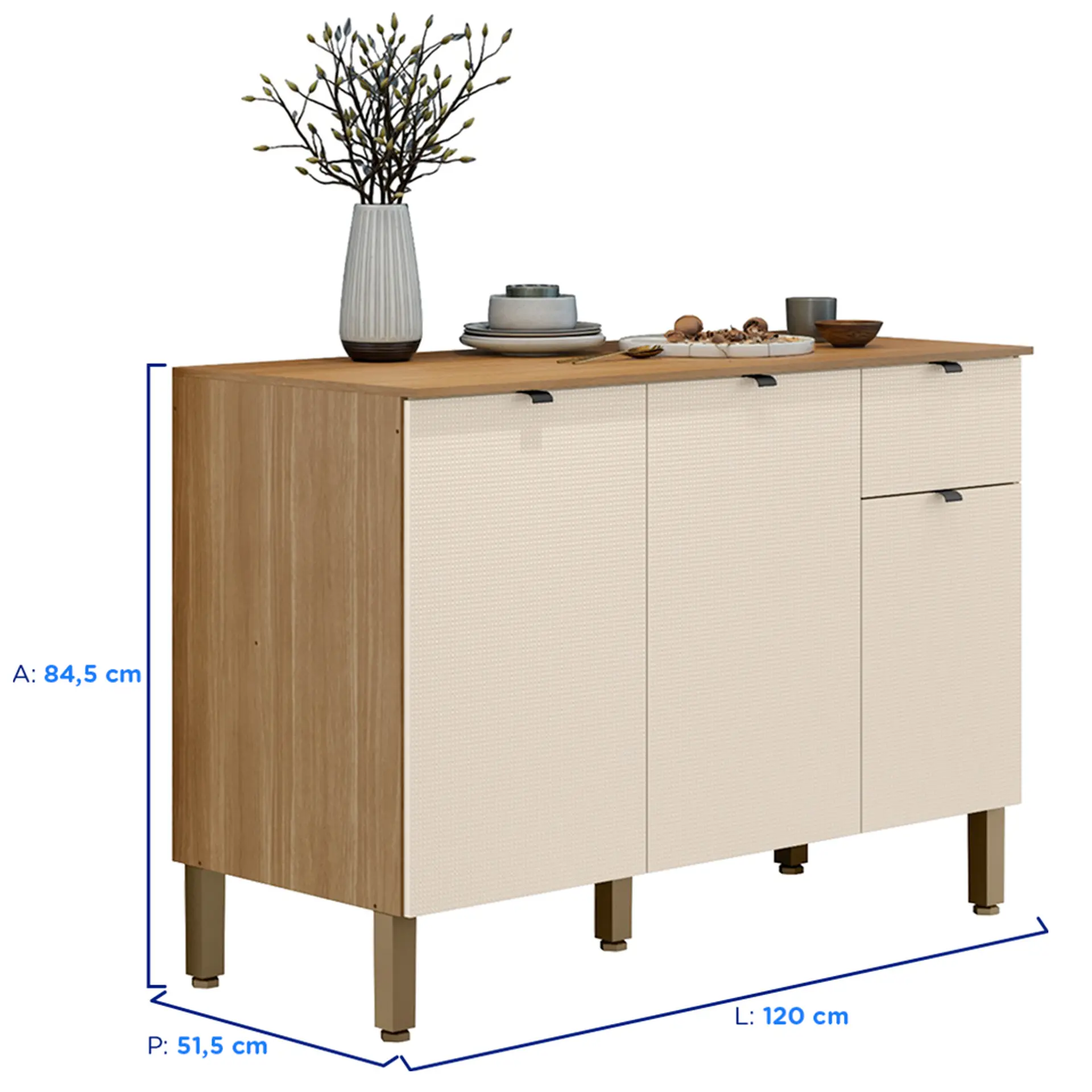 Balcão de Cozinha 3 Portas 1 Gaveta 120cm MDF Vert Plus Kits Paraná - Image 4