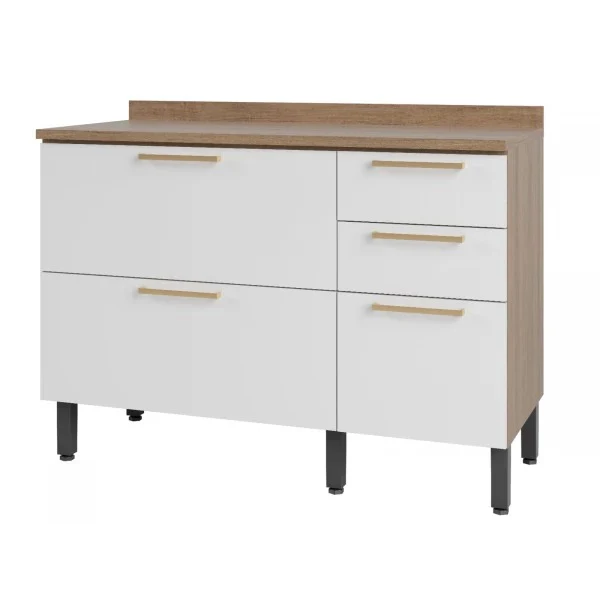 Balcão de Cozinha 120cm 3 Portas 2 Gavetas com Tampo Avelã Telasul - Image 2