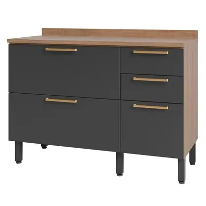 Balcão de Cozinha 120cm 3 Portas 2 Gavetas com Tampo Avelã Telasul - Image 5