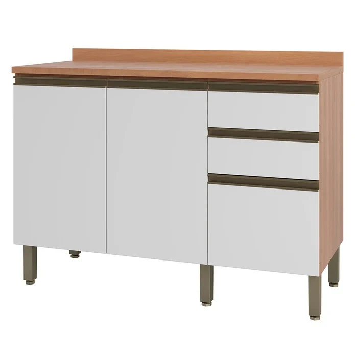 Balcão de Cozinha Macadâmia 120cm 2 Portas 3 Gavetas Telasul - Image 2
