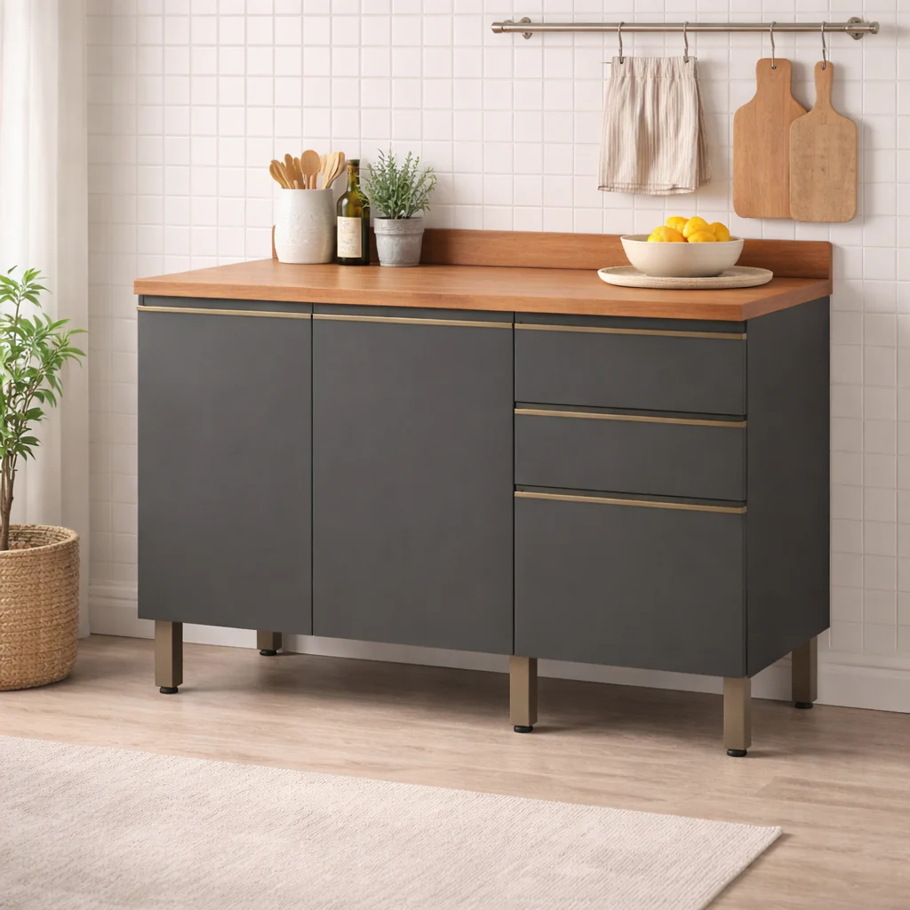 Balcão de Cozinha Macadâmia 120cm 2 Portas 3 Gavetas Telasul - Image 4