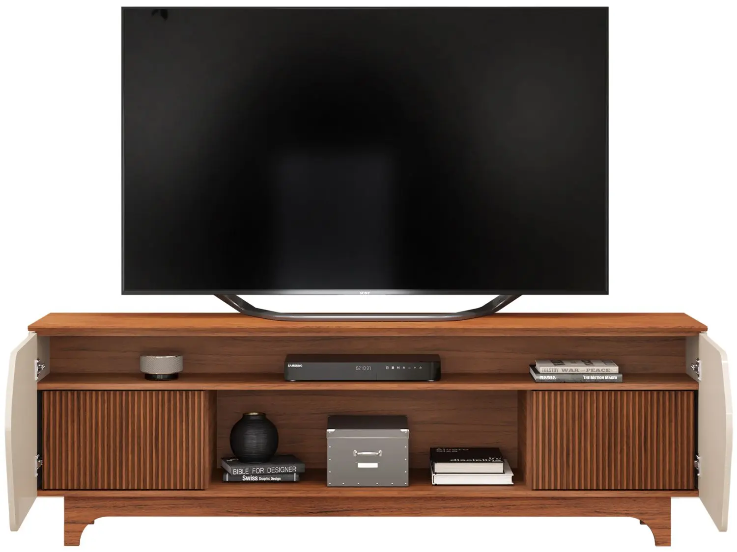 Bancada Para Tv Até 75" Ripado 180cm Helo DJ Móveis - Image 3