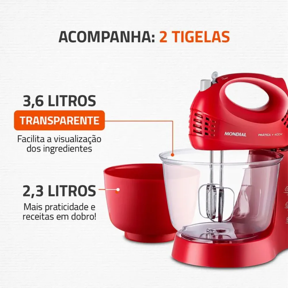 Batedeira Mondial 3 velocidades 400W B-45-R - Image 4