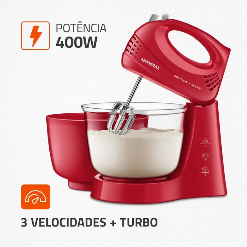 Batedeira Mondial 3 velocidades 400W B-45-R - Image 6
