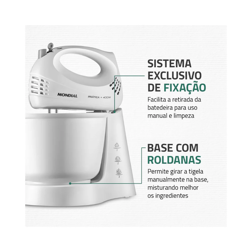 Batedeira Mondial Pratica Vermelha 400W B-44 - Image 6
