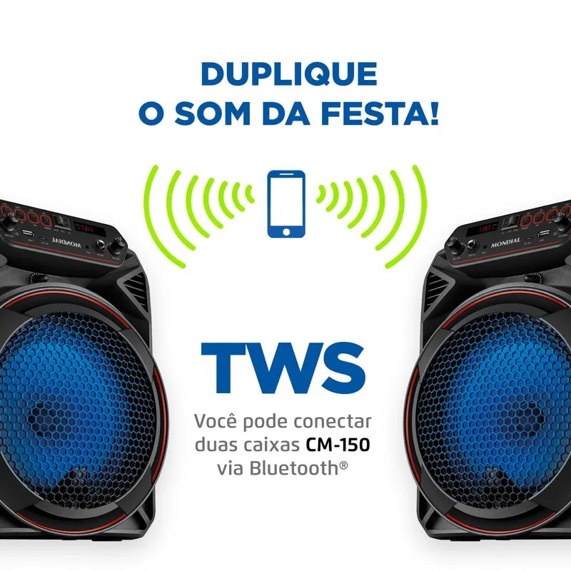 Caixa de Som Amplificada Mondial CM-150 150W Bluetooth - Image 3