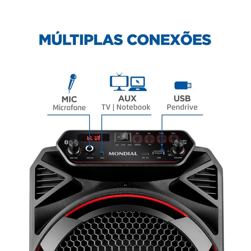 Caixa de Som Amplificada Mondial CM-150 150W Bluetooth - Image 4