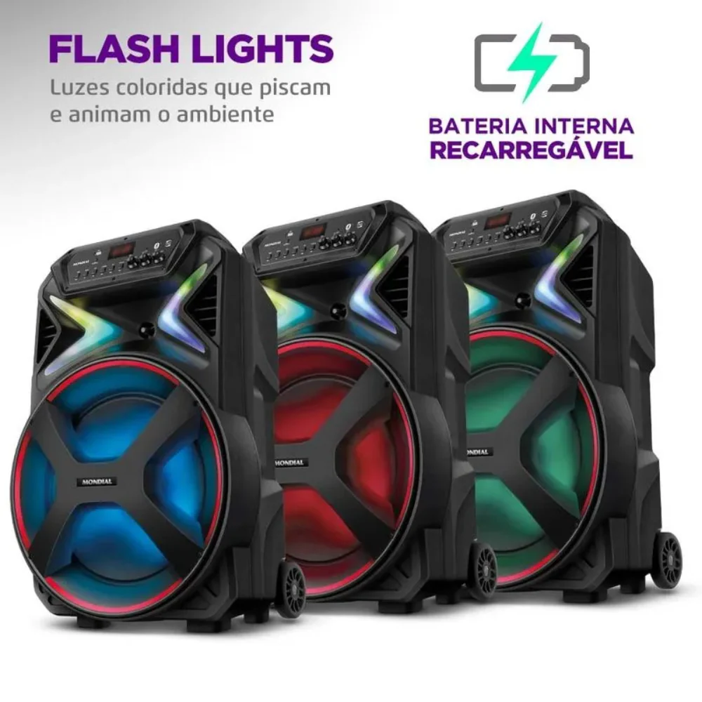 Caixa de Som Amplificada Mondial Connect Lights Plus CM-700 Bluetooth 700W - Image 3