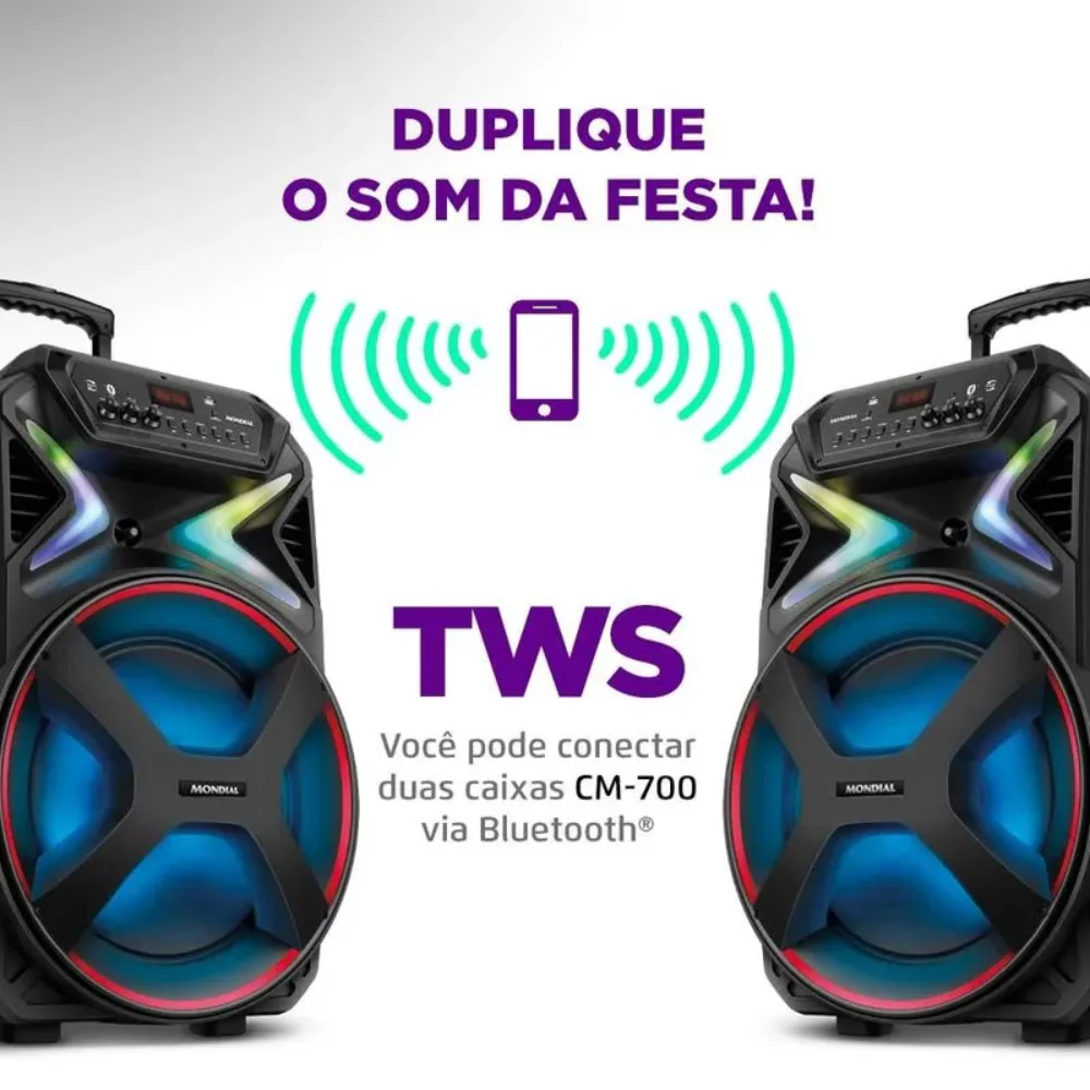 Caixa de Som Amplificada Mondial Connect Lights Plus CM-700 Bluetooth 700W - Image 4