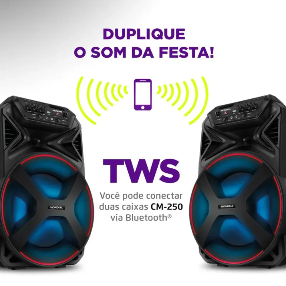 Caixa de Som Amplificada Mondial Connect Partyplus CM-250 250W Bluetooth - Image 3
