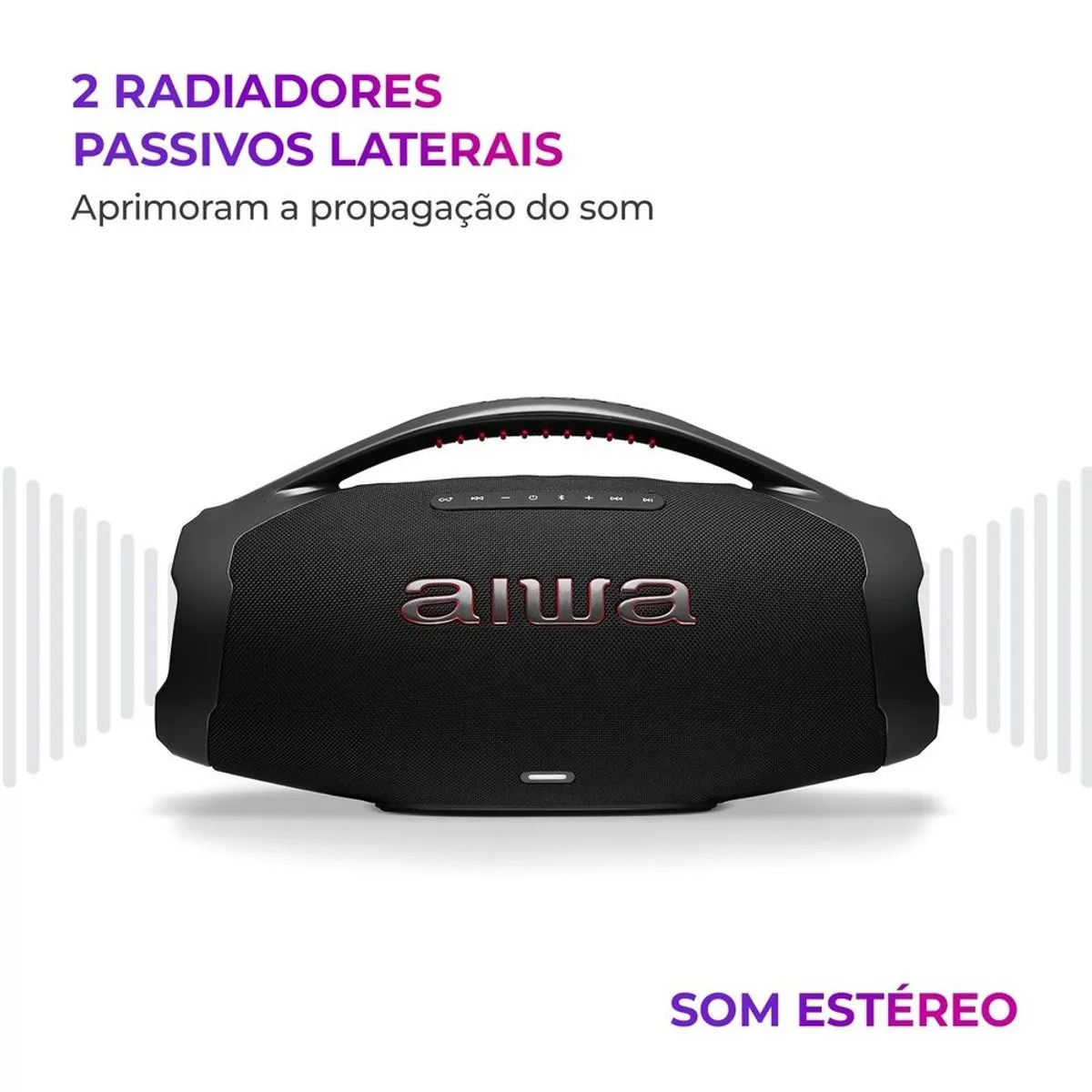 Caixa de Som Boombox Plus BBS-01-B 200W BT 30H IP66 USB AIWA - Image 5