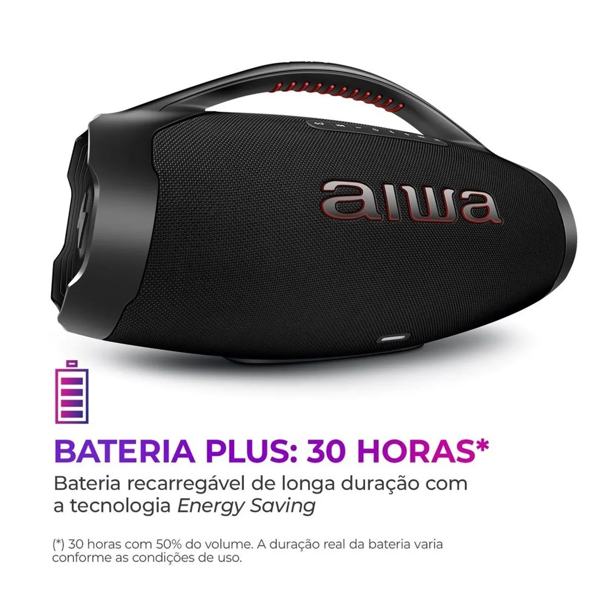 Caixa de Som Boombox Plus BBS-01-B 200W BT 30H IP66 USB AIWA - Image 7
