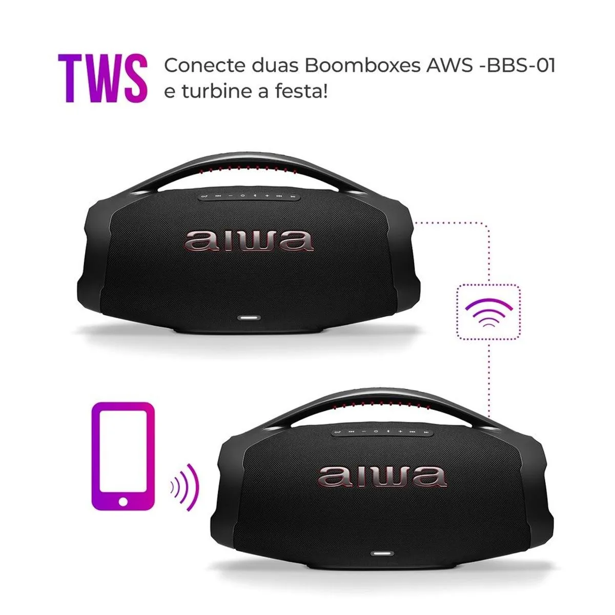 Caixa de Som Boombox Plus BBS-01-B 200W BT 30H IP66 USB AIWA - Image 8