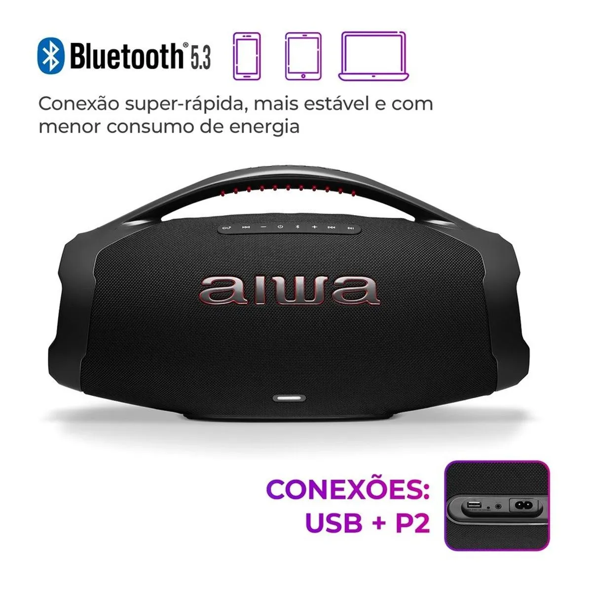 Caixa de Som Boombox Plus BBS-01-B 200W BT 30H IP66 USB AIWA - Image 9