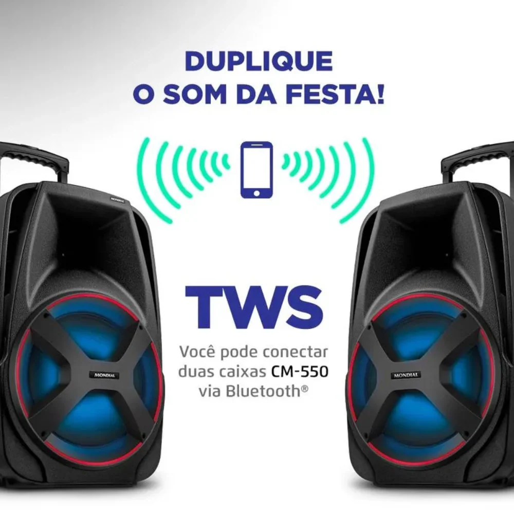 Caixa de Som Mondial Connect Power Plus CM-550 Bluetooth Amplificada 550W USB - Image 4