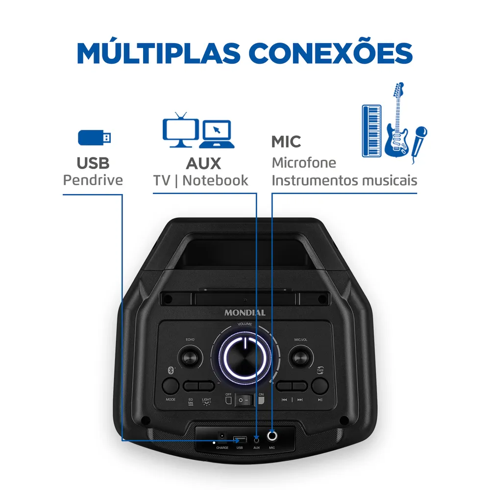Caixa de Som Party Box Mondial Bivolt PBX-600-A - Image 4