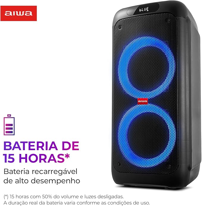 Caixa de Som PartyBox AIWA PB-01 BT 15H RGB USB TWS Preto - Image 4