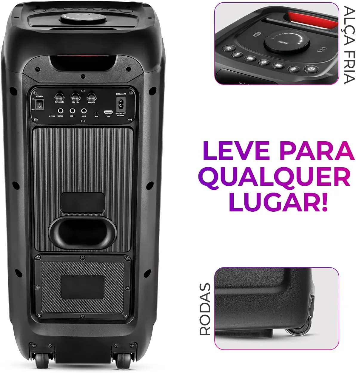Caixa de Som PartyBox AIWA PB-01 BT 15H RGB USB TWS Preto - Image 6