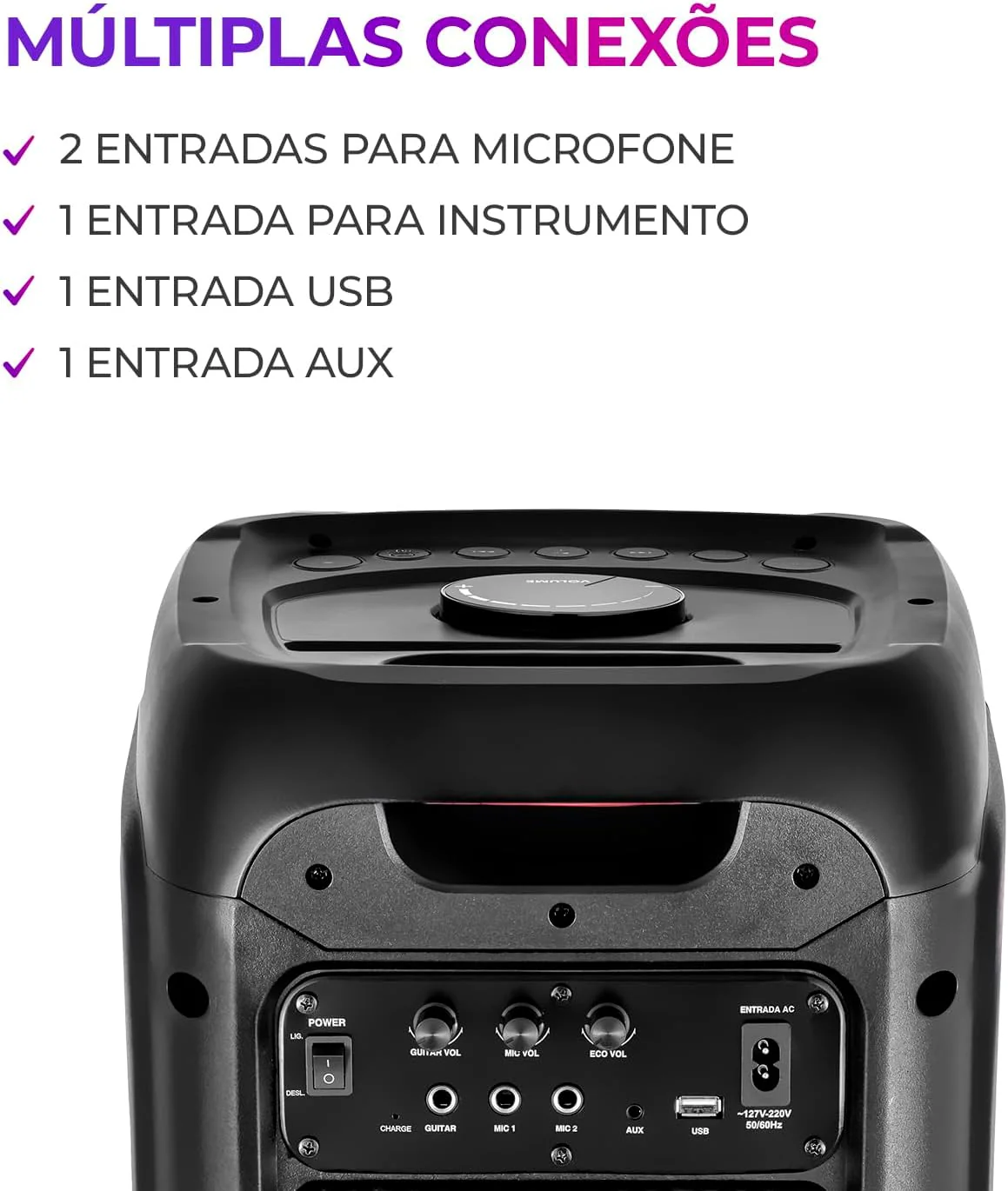 Caixa de Som PartyBox AIWA PB-01 BT 15H RGB USB TWS Preto - Image 7