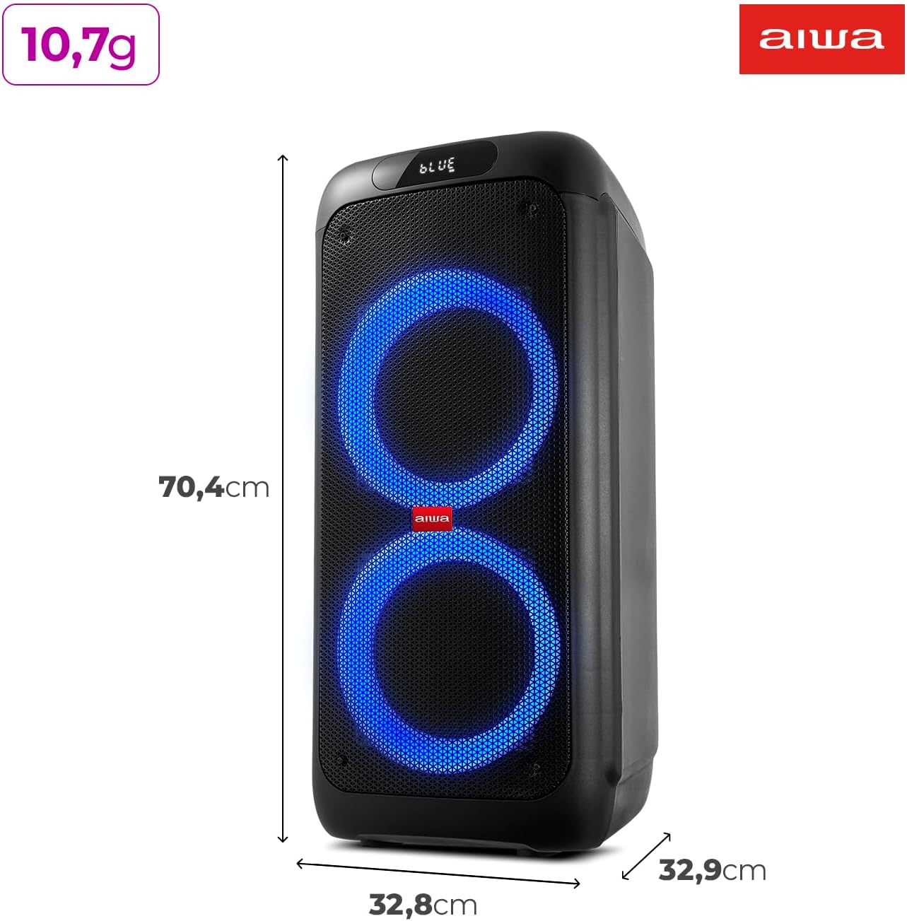 Caixa de Som PartyBox AIWA PB-01 BT 15H RGB USB TWS Preto - Image 8
