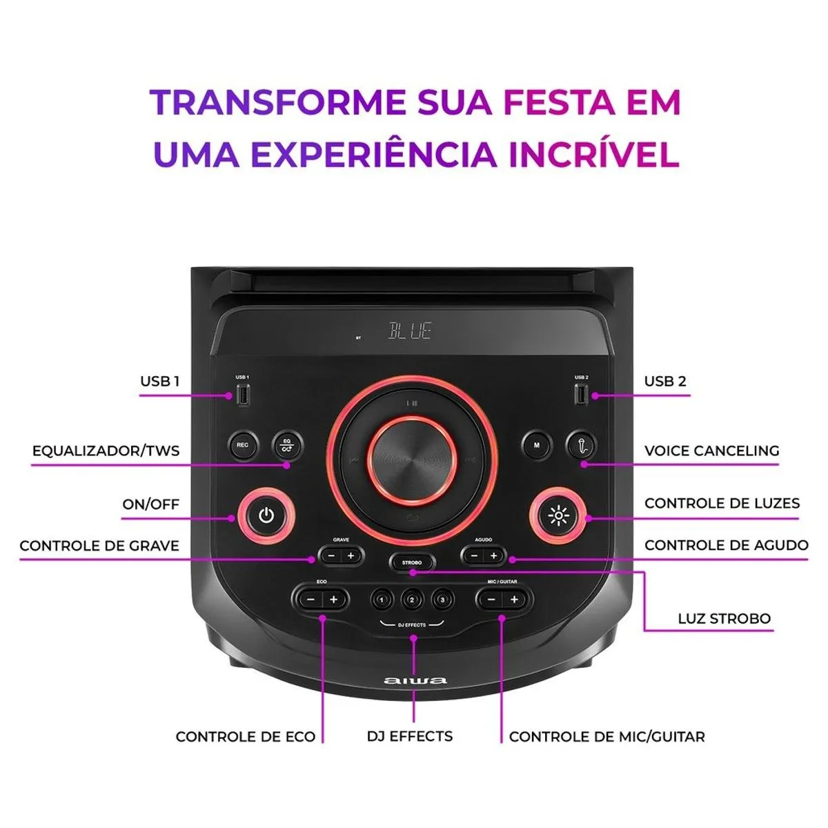Caixa De Som Torre De Som Bluetooth 2300W Aiwa - Image 4