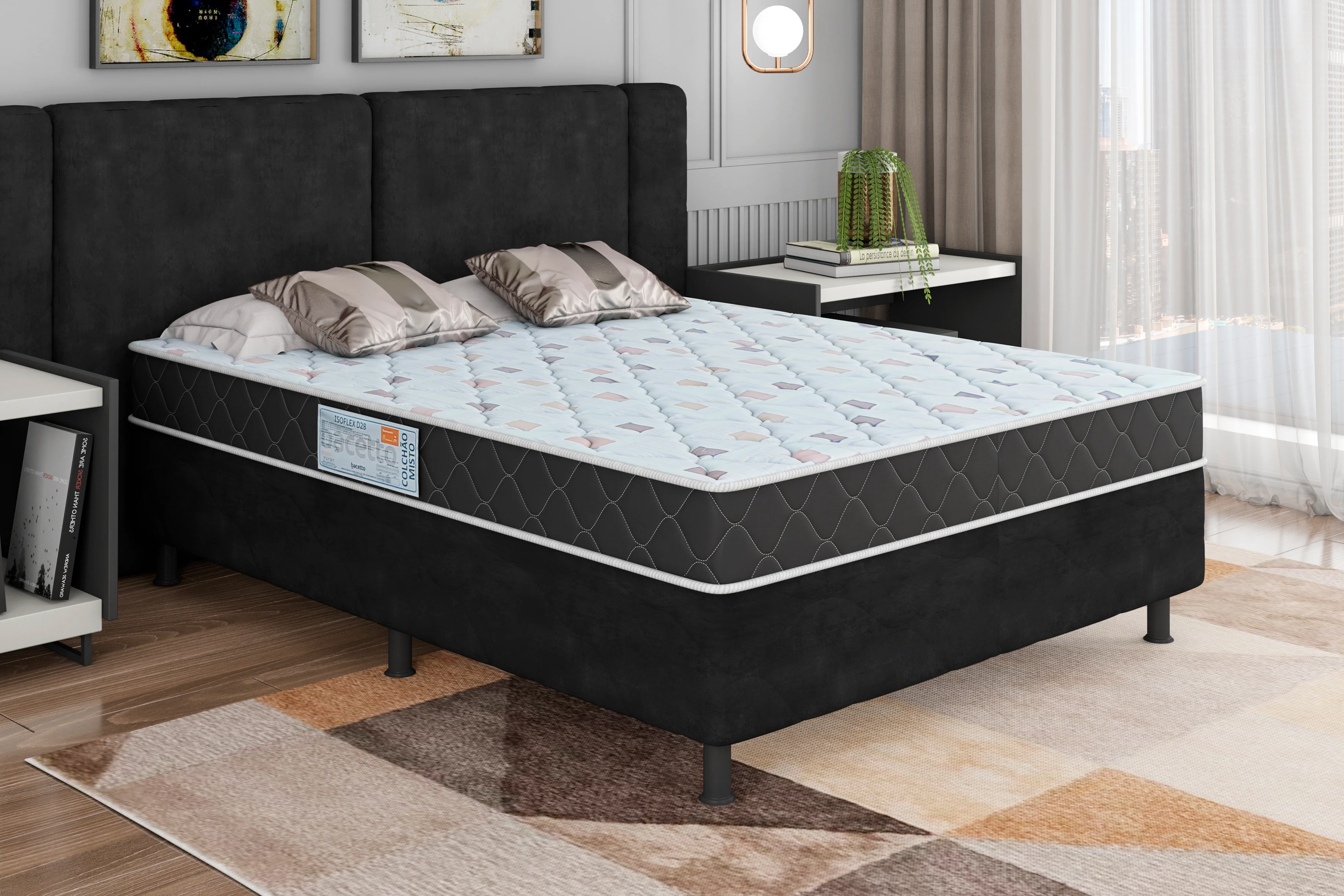 Cama Box Casal Isoflex (Colchão+Base) 138x188 D45 Placa EPS Bacetto - Image 4
