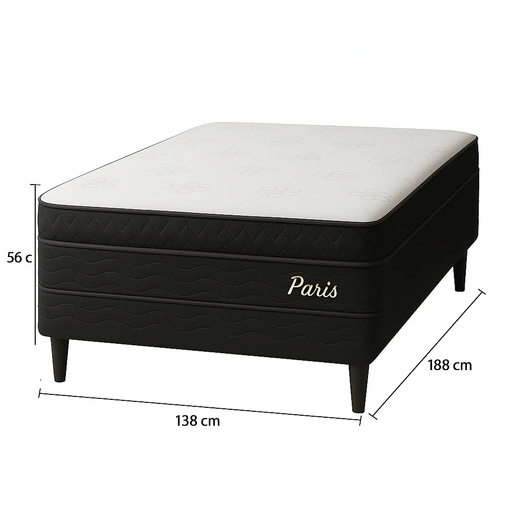 Cama Box Casal (Base + Colchão) Paris Topazio - Image 6