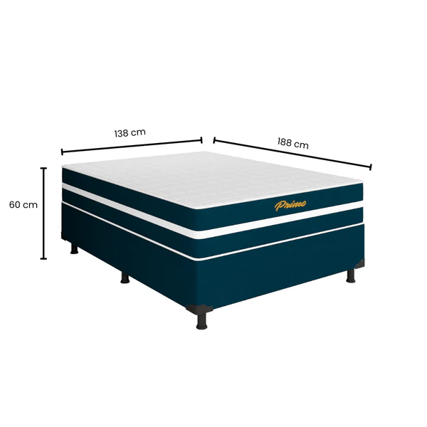 Cama Box Casal Prime (Colchão + Base) 138x188x62 Molas Ensacadas Bacetto - Image 4