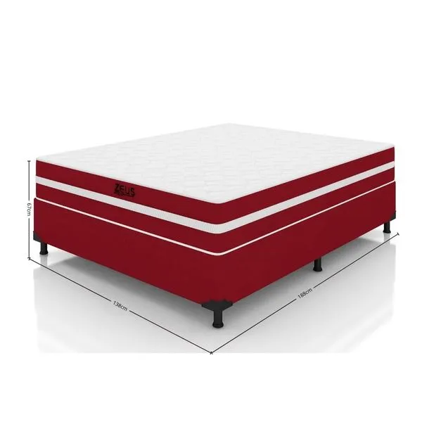 Cama Box Casal Zeus (Colchão + Base) 138x188 Molas Ensacadas Bacetto - Image 4