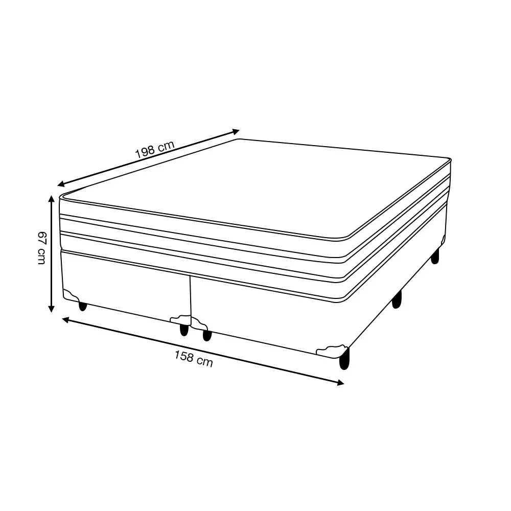 Cama Box Queen Zeus (Colchão + Base) 158x198 Molas Ensacadas Bacetto - Image 4