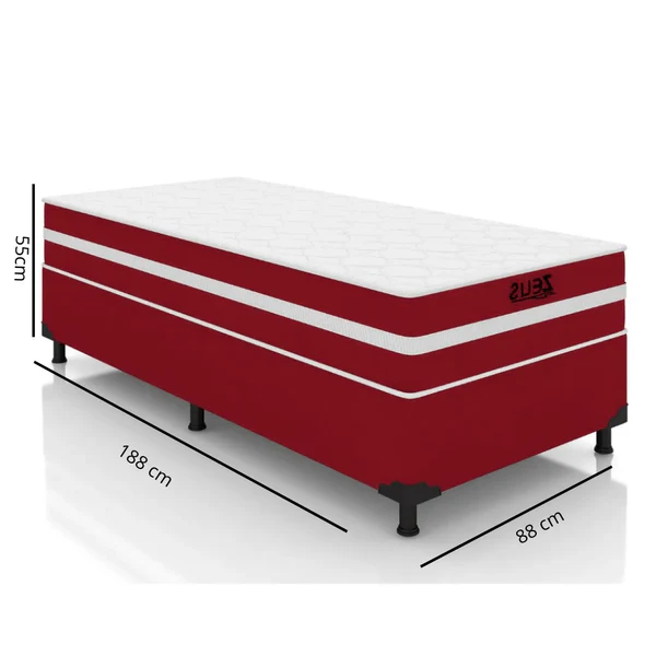 Cama Box Solteiro Zeus (Colchão + Base) 88x188 Molas Ensacadas Bacetto - Image 4