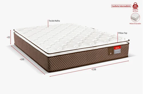 Colchão de Casal Molas Ensacadas D28 32X138X188cm Executive Reconflex - Image 4