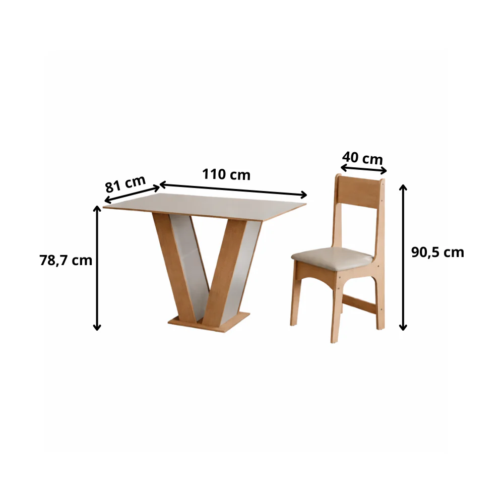Conjunto De Mesa De Jantar 110X81cm Com 4 Cadeiras Luiza Sonetto - Image 5