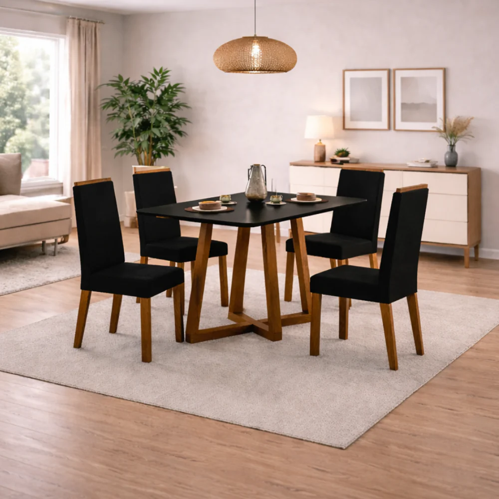 Conjunto de Mesa de Jantar 120x90cm Retangular com 4 Cadeiras Livia Sonetto - Image 5
